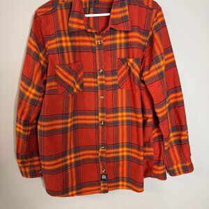 Men's Real Work Orange Plaid Flannel Shirt. Size 2LXR.